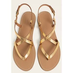 Tsakiris Sandal Made in Greece Women's 41 US 10 Leather Gold Strappy Thong